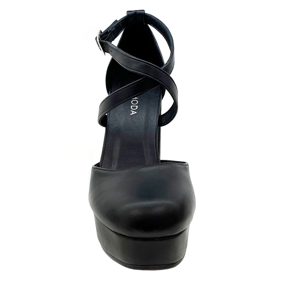 New Black Mary Jane Platform Chunky Heel Pumps - Picture 4 of 4